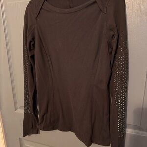 Lululemon Navy Long Sleeve Top with teal polkadot Accents